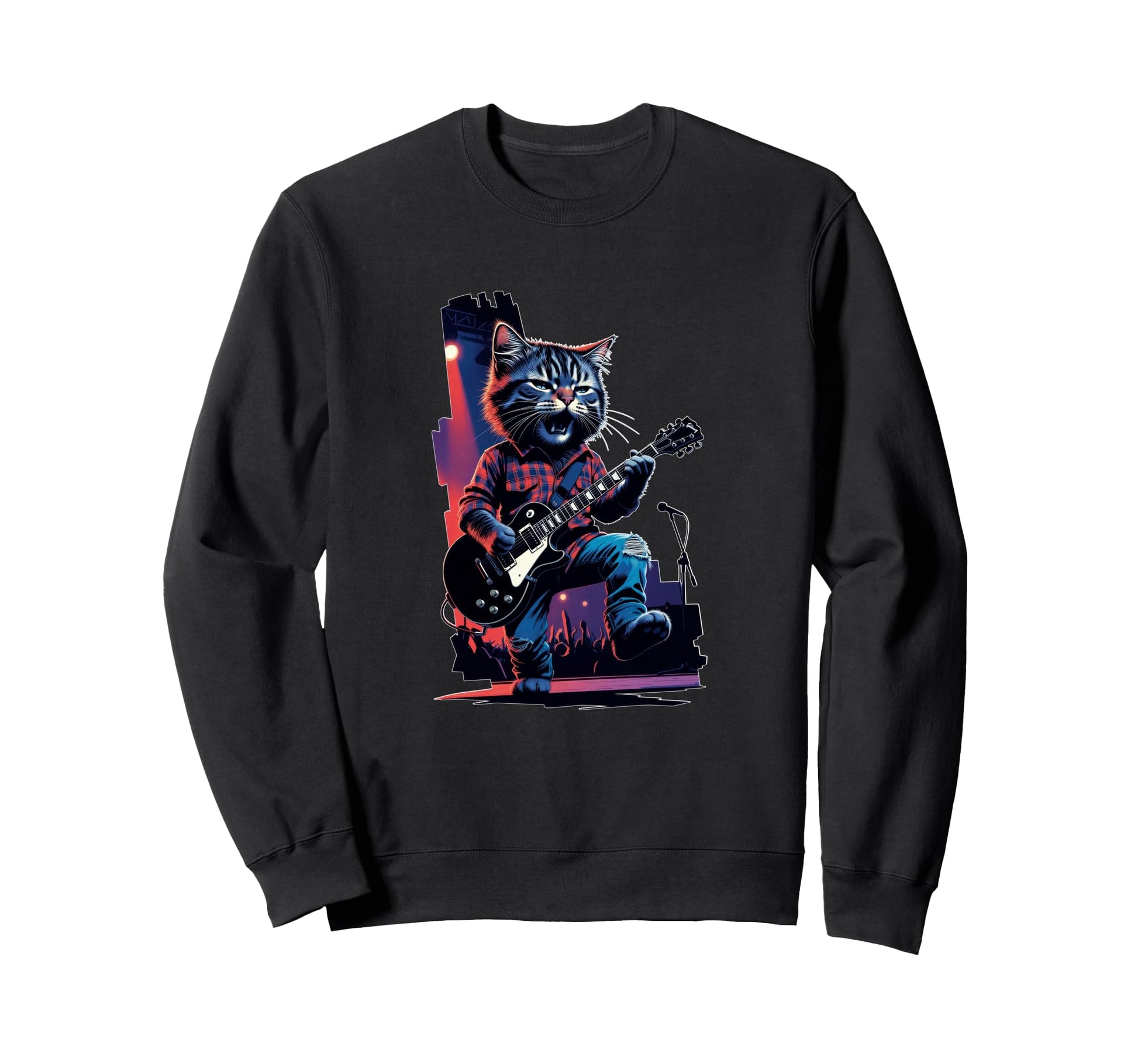 90S Grunge Rock Band Cat Sweatshirt - Trendy Graphic Men Women - T-Shirt, Sweatshirt, Hoodie