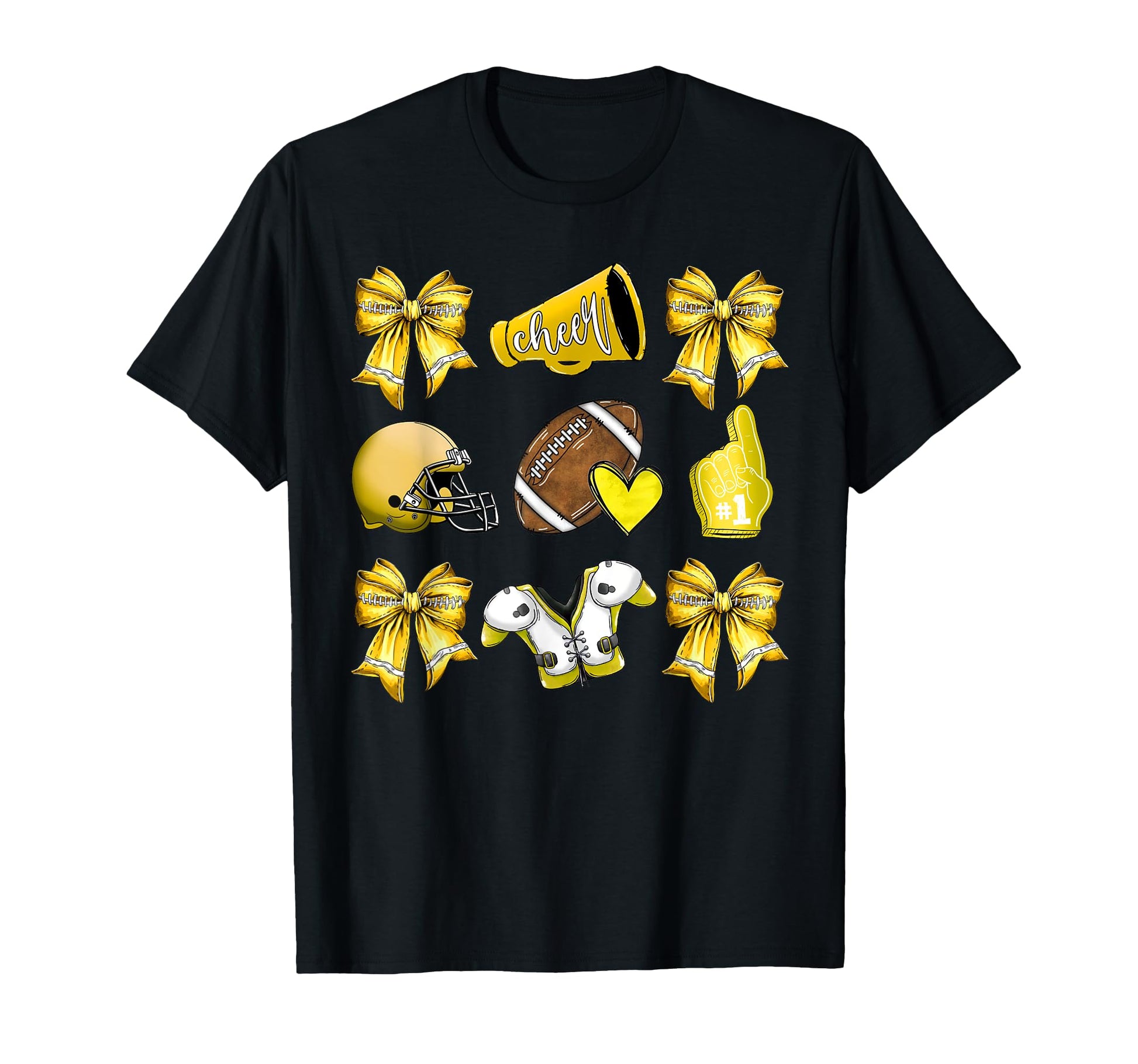 Yellow Football Mom Coquette Bows T-Shirt - Fun Novelty Design Men Women - T-Shirt, Sweatshirt, Hoodie