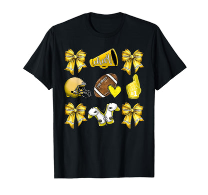 Yellow Football Mom Coquette Bows T-Shirt - Fun Novelty Design Men Women - T-Shirt, Sweatshirt, Hoodie