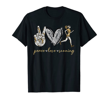Funny Peace Love Running Gift Running T-Shirt - Custom Art Print Men Women - T-Shirt, Sweatshirt, Hoodie