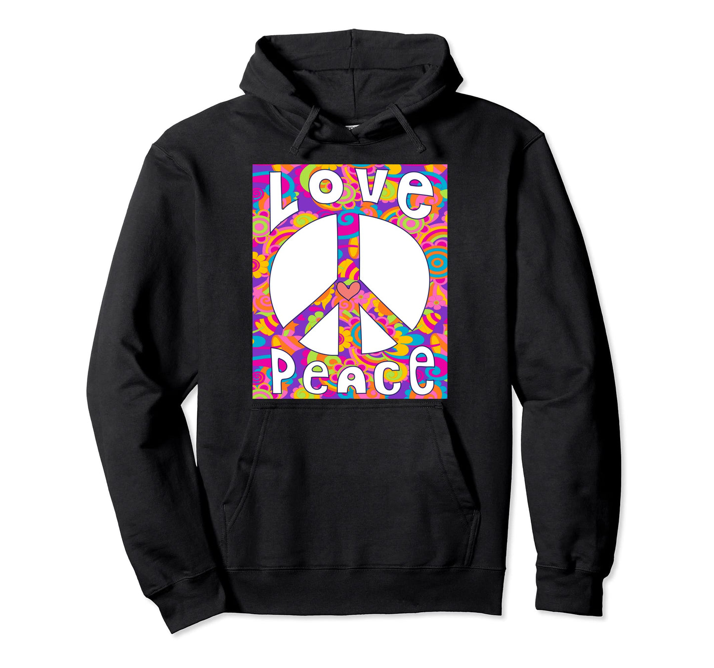 Peace Sign Love 60S 70S Tie Dye Hippie Hoodie - Aesthetic Graphic Unisex - T-Shirt, Sweatshirt, Hoodie