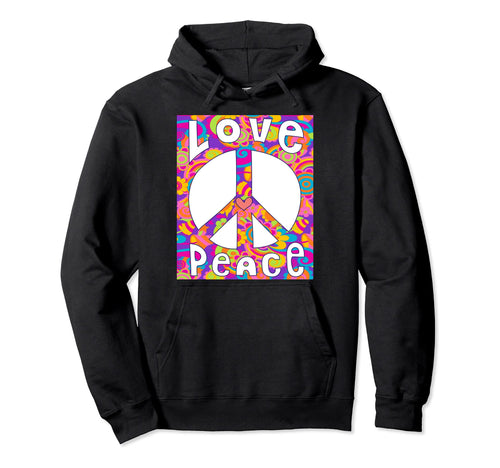 Peace Sign Love 60S 70S Tie Dye Hippie Hoodie - Aesthetic Graphic Unisex - T-Shirt, Sweatshirt, Hoodie