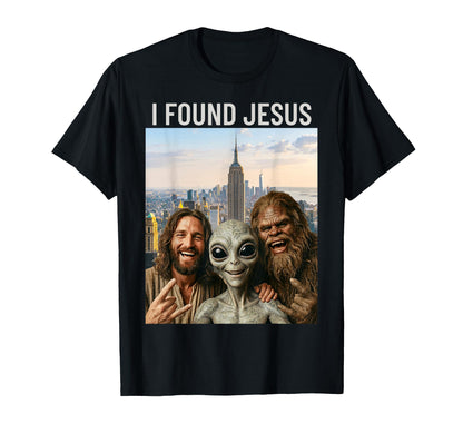 Funny Bigfoot Alien Jesus Rock Hand Sign T-Shirt - Minimalist Print Unisex - T-Shirt, Sweatshirt, Hoodie