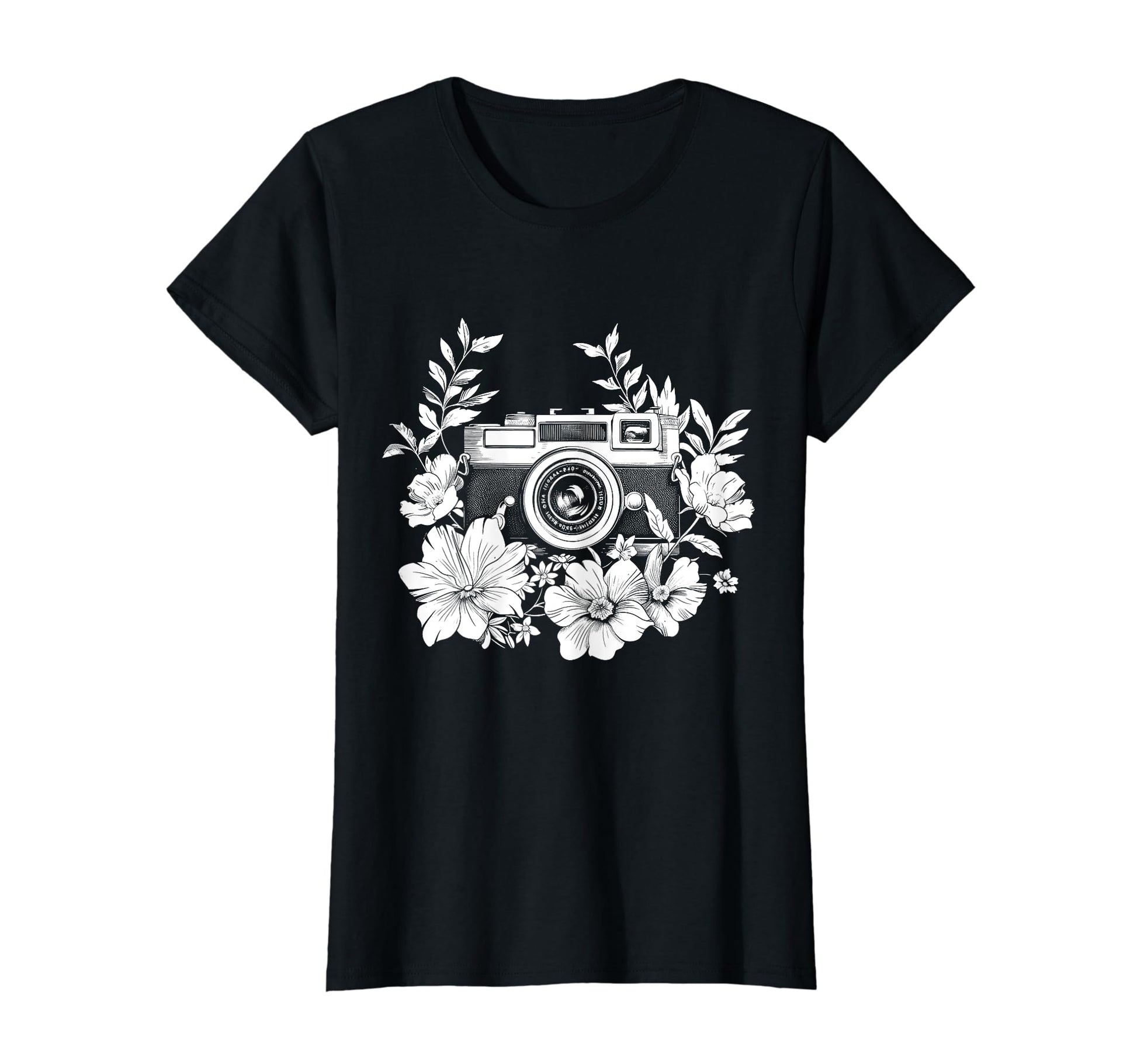 Photographer Camera Flowers T-Shirt - Casual Everyday Wear Men Women - T-Shirt, Sweatshirt, Hoodie