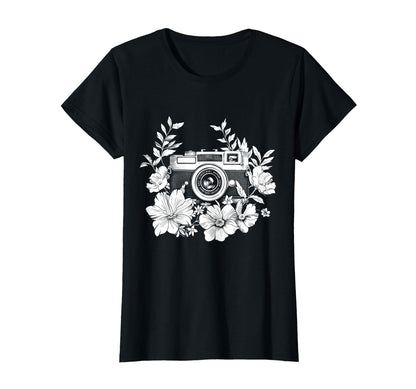 Photographer Camera Flowers T-Shirt - Casual Everyday Wear Men Women - T-Shirt, Sweatshirt, Hoodie