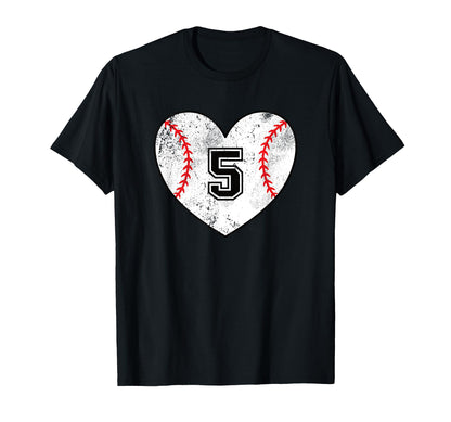 Baseball Heart Player 5 Baseball Jersey 5 T-Shirt - Streetwear Style Unisex - T-Shirt, Sweatshirt, Hoodie