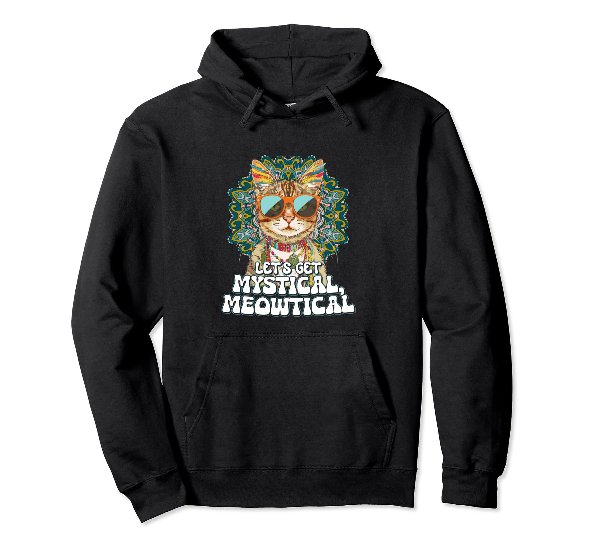Lets Get Mystical Meowtical Boho Cat Hoodie - Minimalist Print Men Women - T-Shirt, Sweatshirt, Hoodie