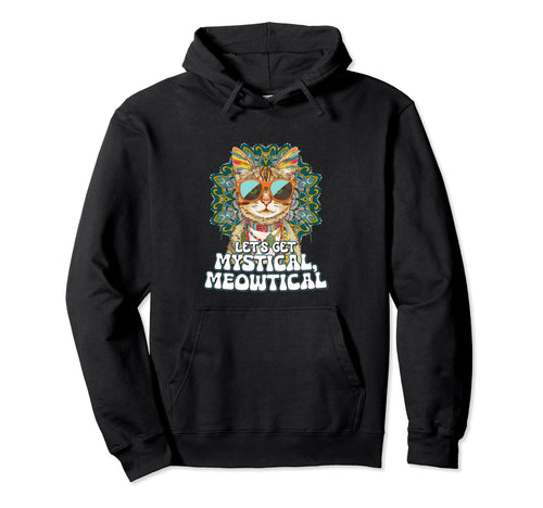 Lets Get Mystical Meowtical Boho Cat Hoodie - Minimalist Print Men Women - T-Shirt, Sweatshirt, Hoodie