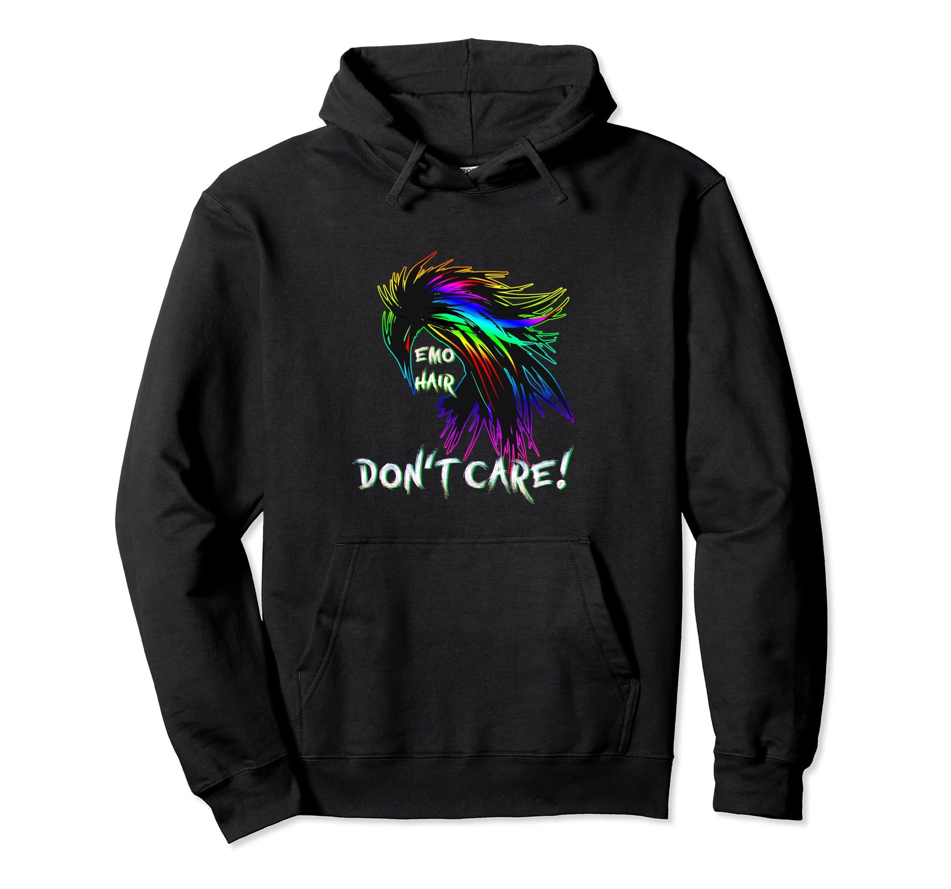 1990S 2000S Pop Emo Hair Dont Care Hoodie - Casual Everyday Wear Men Women - T-Shirt, Sweatshirt, Hoodie