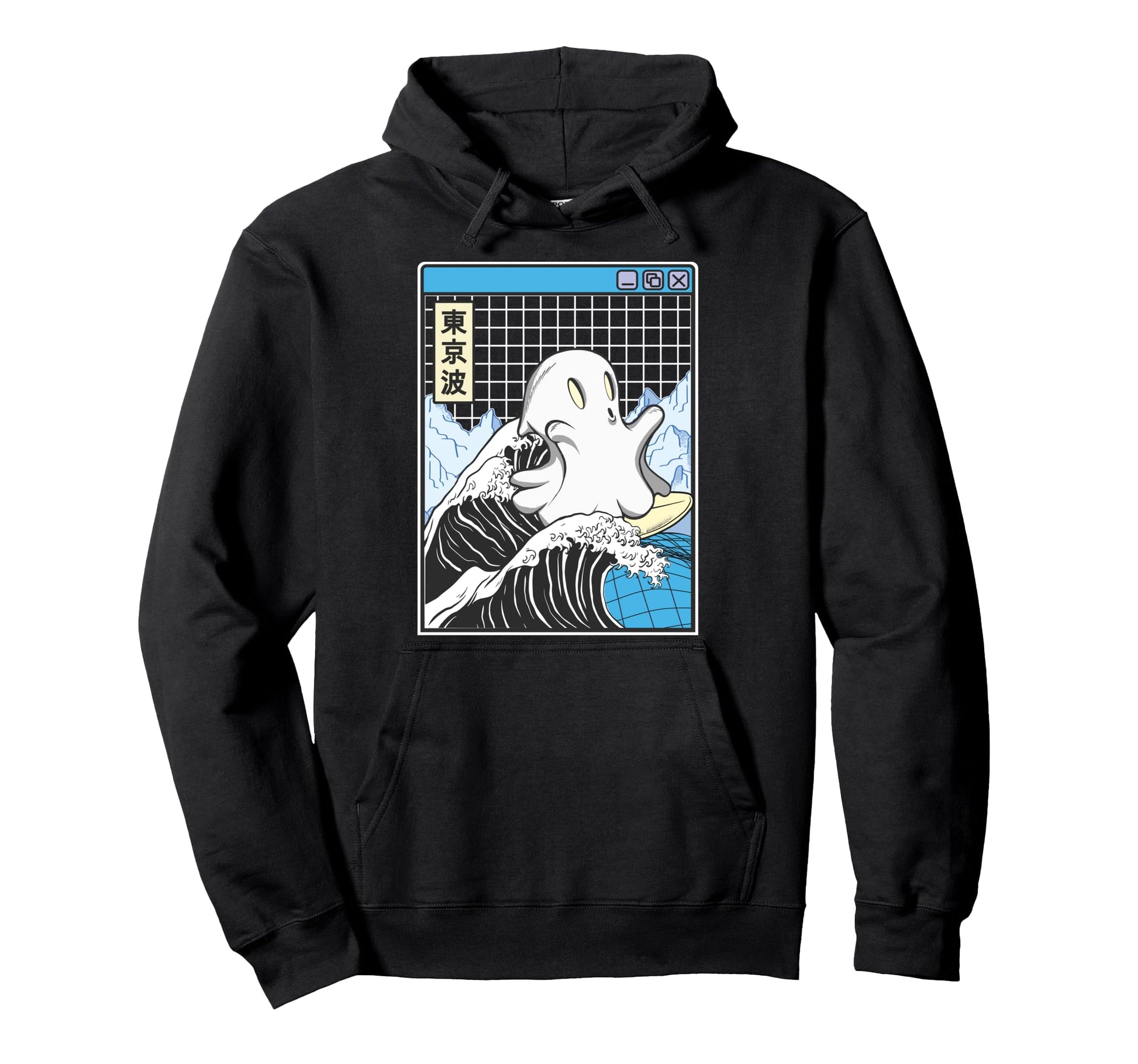 Surfing Ghost Japan Kanagawa Wave Kawaii Hoodie - Unique Graphic Unisex - T-Shirt, Sweatshirt, Hoodie