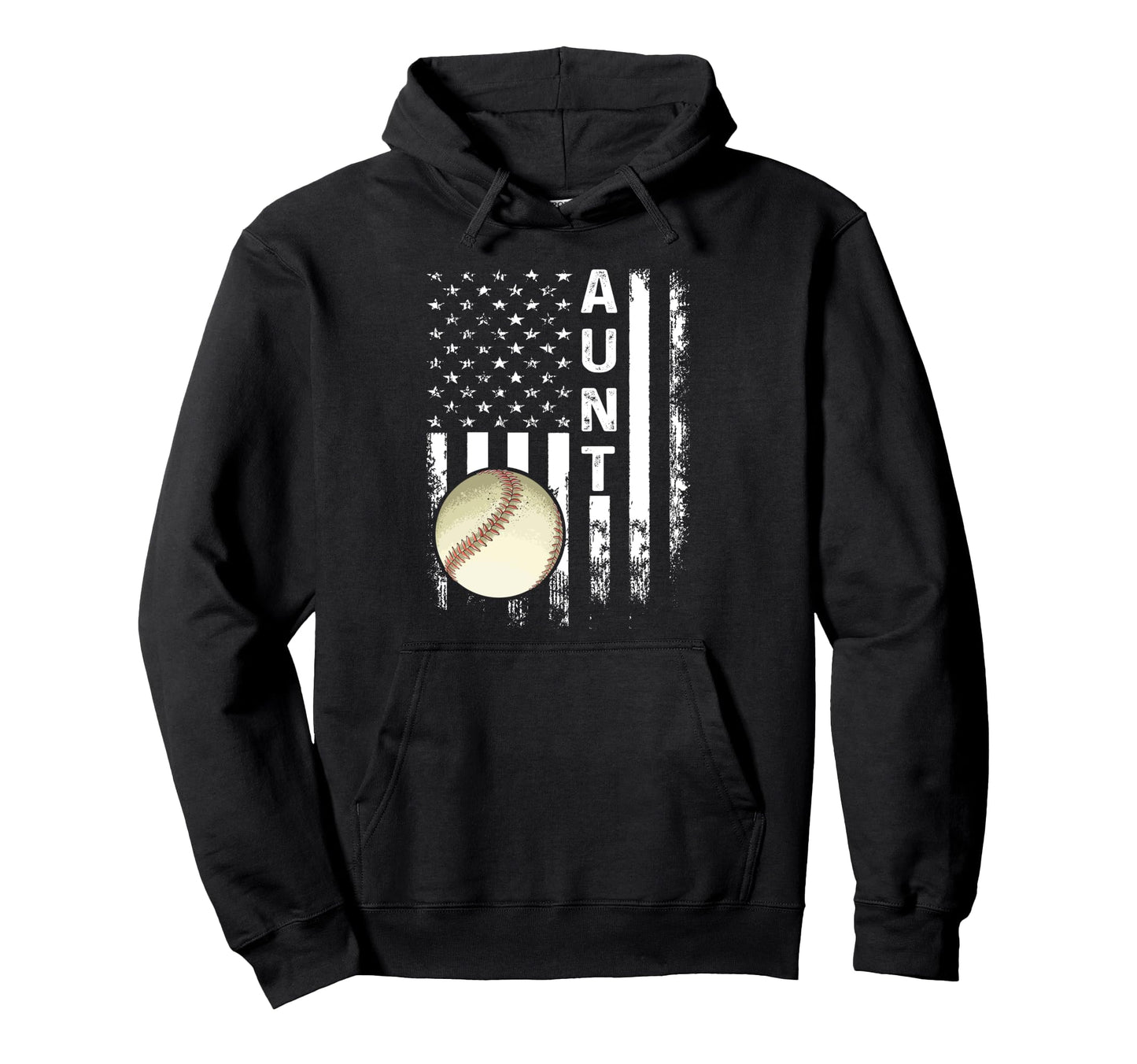 Baseball Aunt America Flag Hoodie - Trendy Graphic Unisex - T-Shirt, Sweatshirt, Hoodie