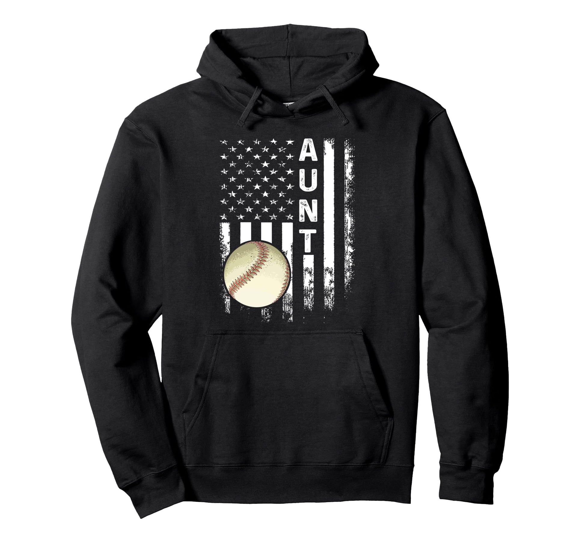 Baseball Aunt America Flag Hoodie - Trendy Graphic Unisex - T-Shirt, Sweatshirt, Hoodie
