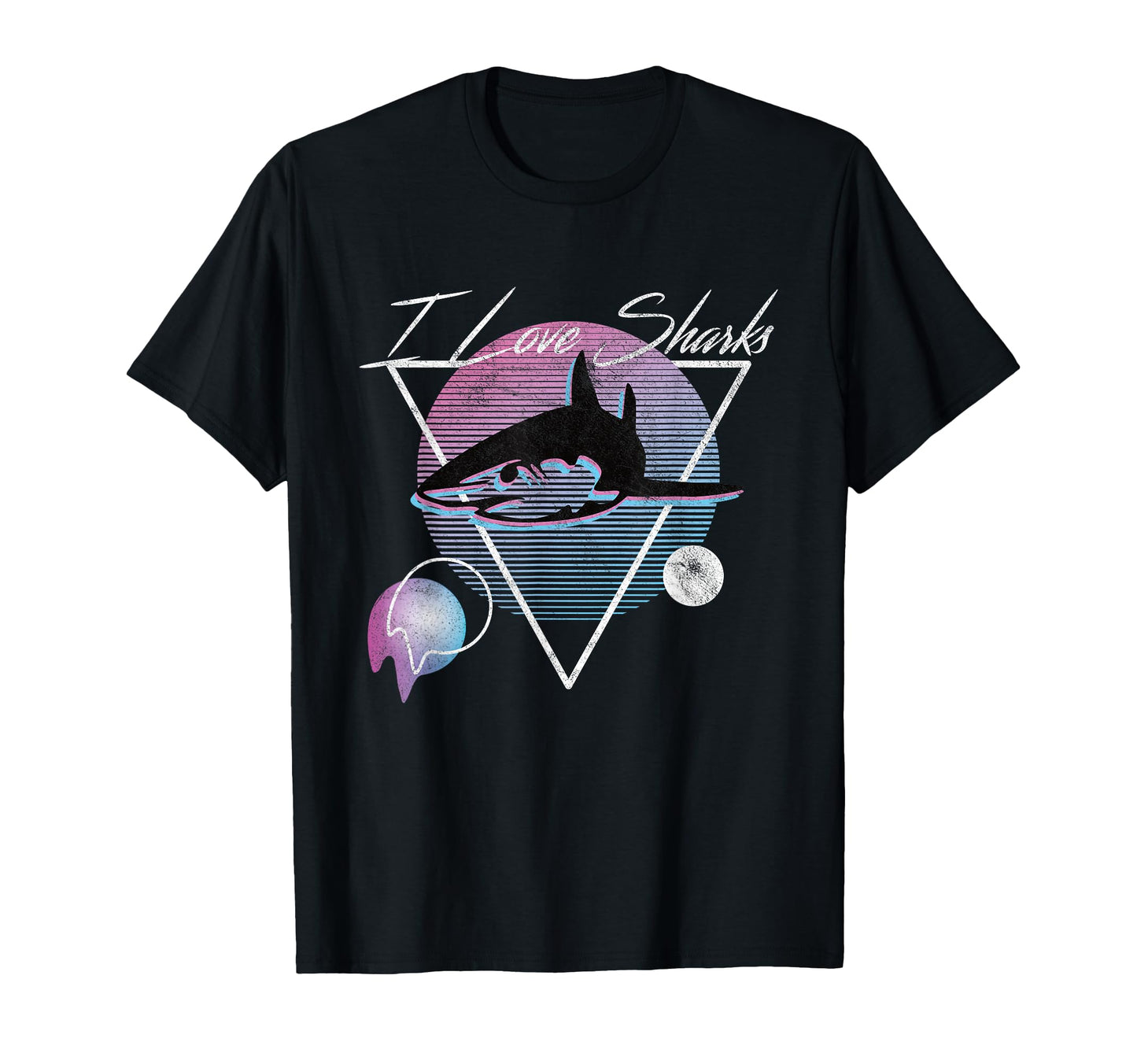 I Love Sharks Vaporwave Aesthetic Art T-Shirt - Casual Everyday Wear Unisex - T-Shirt, Sweatshirt, Hoodie