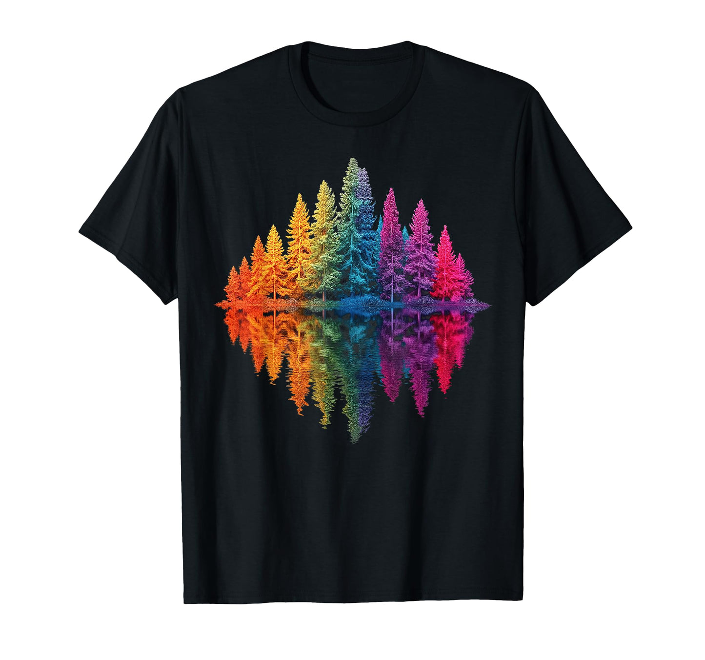 Colorful Rainbow Forest Trees T-Shirt - Casual Everyday Wear Men Women - T-Shirt, Sweatshirt, Hoodie