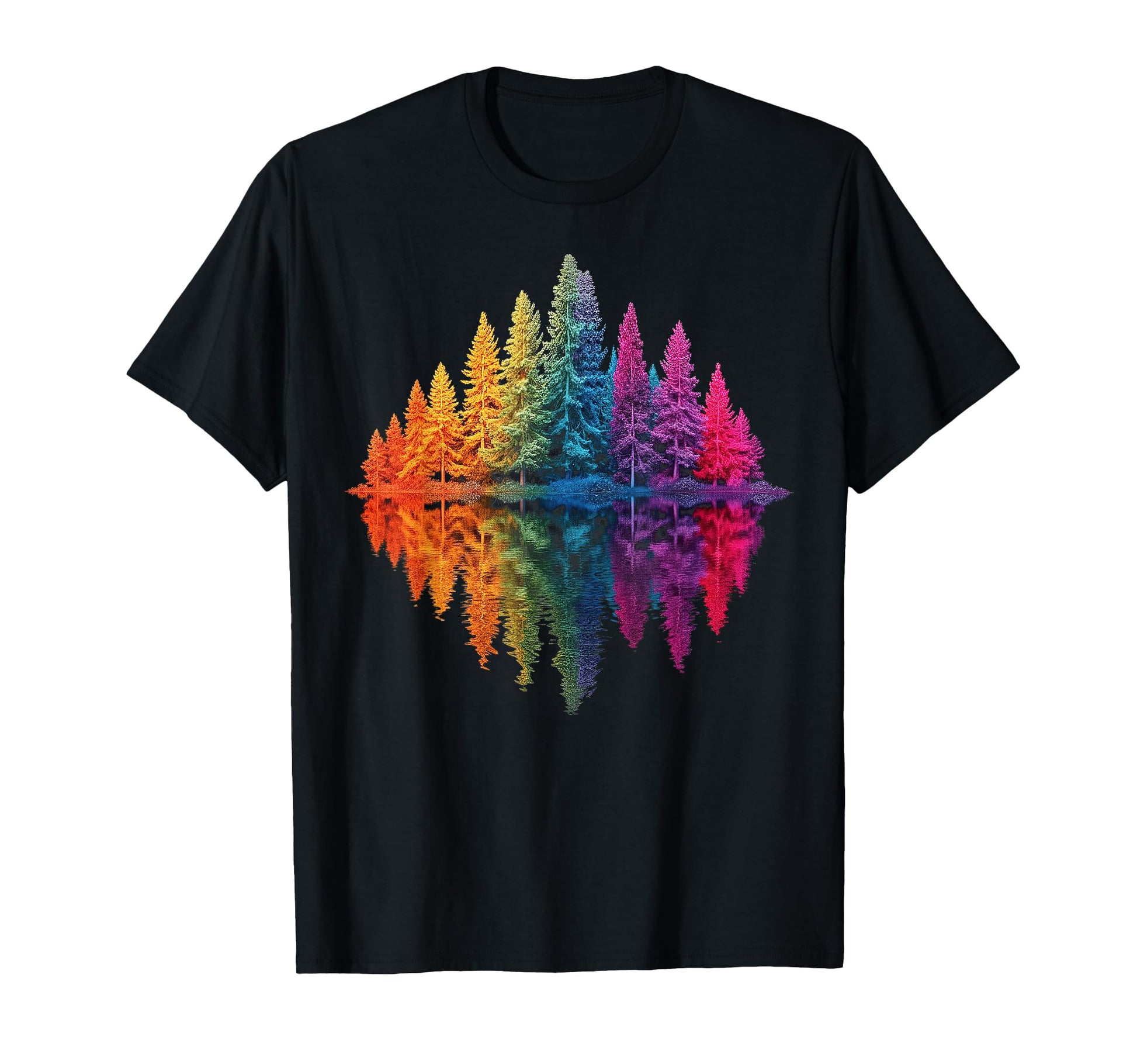 Colorful Rainbow Forest Trees T-Shirt - Casual Everyday Wear Men Women - T-Shirt, Sweatshirt, Hoodie