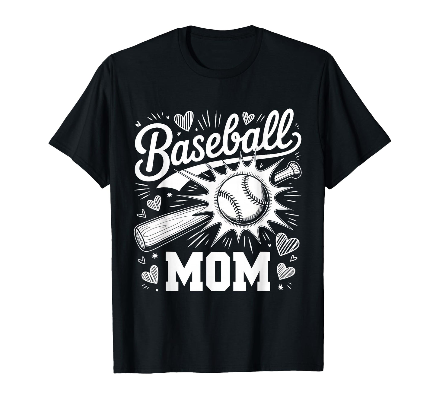 Baseball Mom Heart Family Mothers Day T-Shirt - Graphic Print Men Women - T-Shirt, Sweatshirt, Hoodie