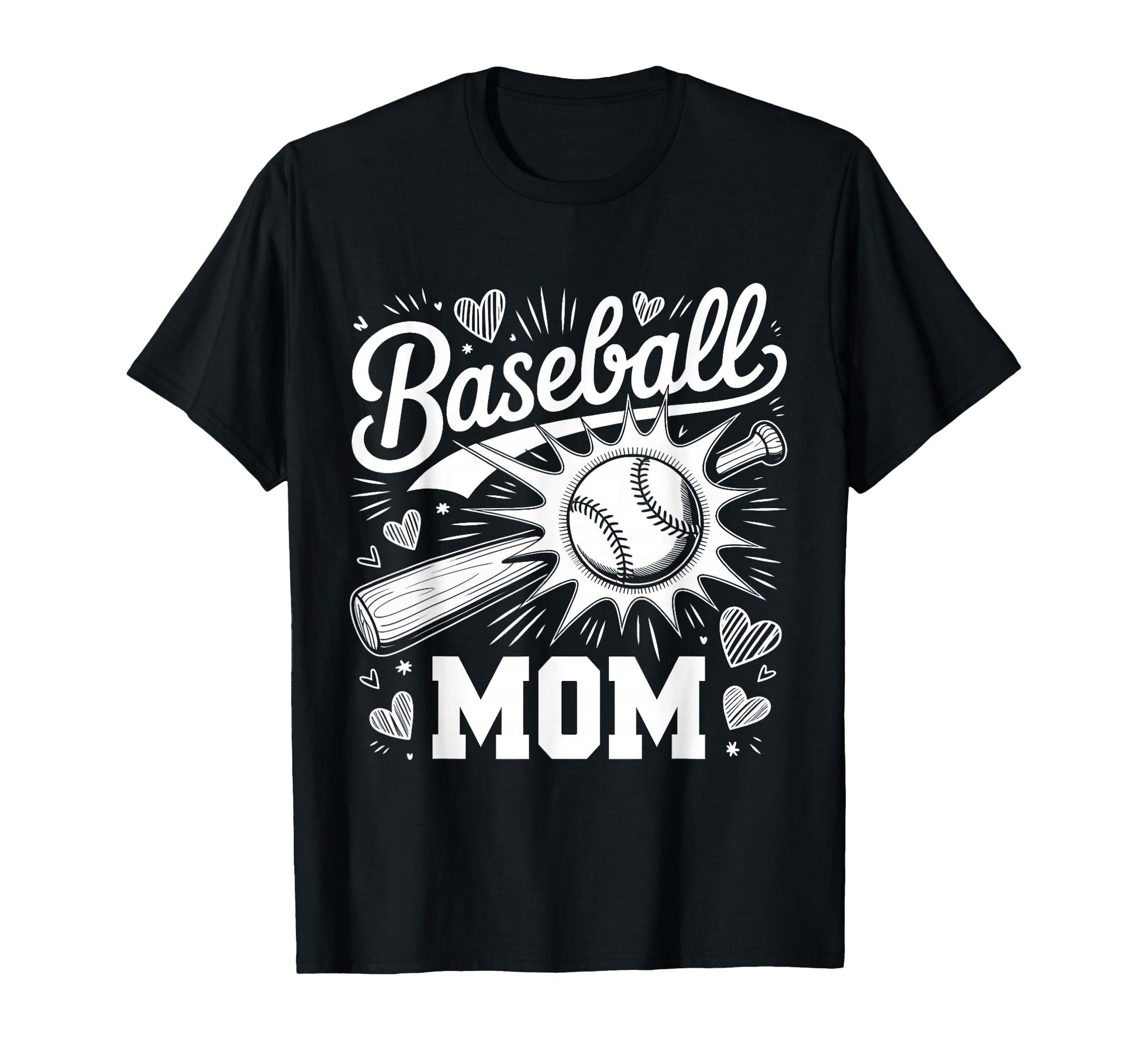 Baseball Mom Heart Family Mothers Day T-Shirt - Graphic Print Men Women - T-Shirt, Sweatshirt, Hoodie