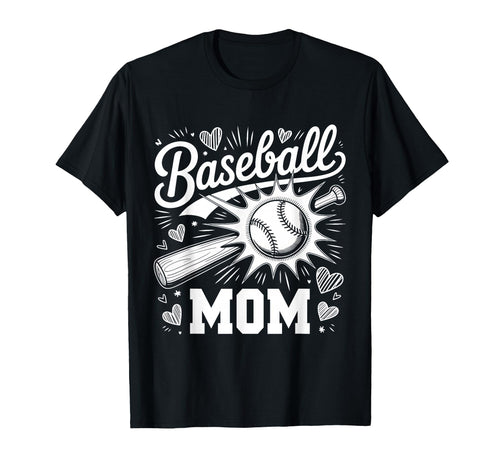 Baseball Mom Heart Family Mothers Day T-Shirt - Graphic Print Men Women - T-Shirt, Sweatshirt, Hoodie