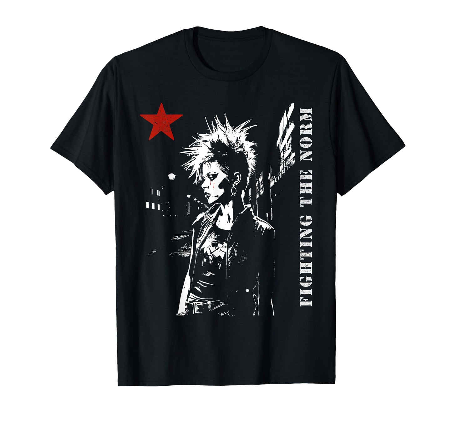 Punk Grunge And Red Color Star T-Shirt - Casual Everyday Wear Men Women - T-Shirt, Sweatshirt, Hoodie