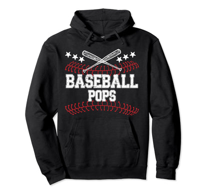 Baseball Pops Grandpa Proud Pops Baseball Hoodie - Graphic Print Unisex - T-Shirt, Sweatshirt, Hoodie