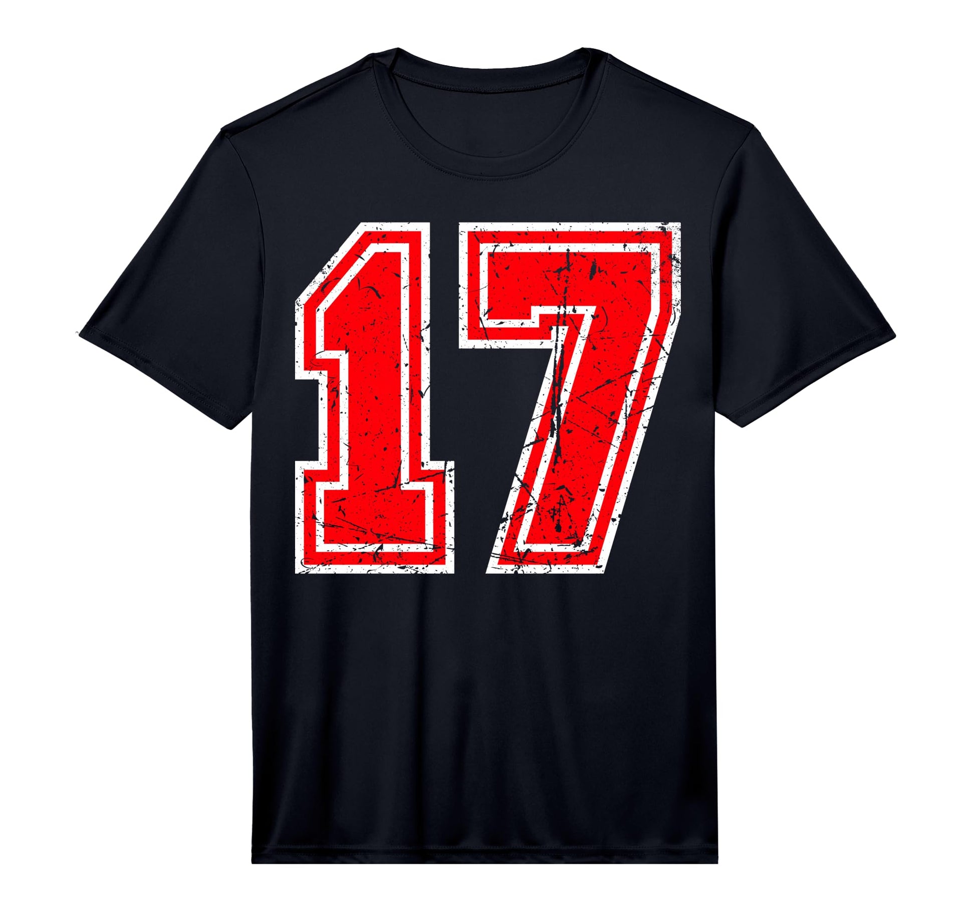 Number 17 Red Sports Team Varsity T-Shirt - Graphic Print Men Women - T-Shirt, Sweatshirt, Hoodie