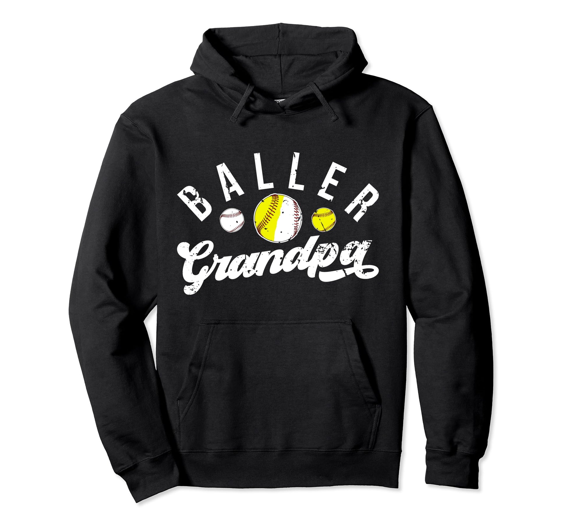 Baller Grandpa Proud Baseball Softball Hoodie - Minimalist Print Men Women - T-Shirt, Sweatshirt, Hoodie