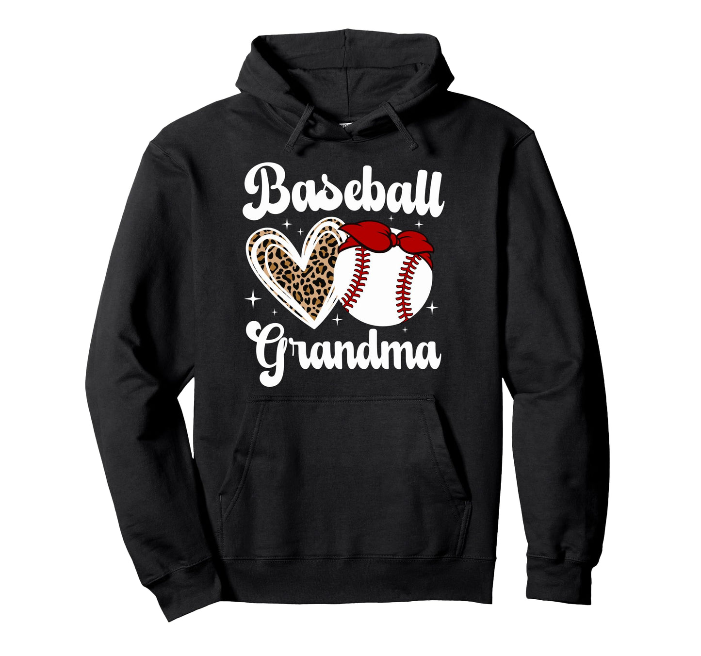 Baseball Grandma Leopard Baseball Hoodie - Fun Novelty Design for Adults - T-Shirt, Sweatshirt, Hoodie