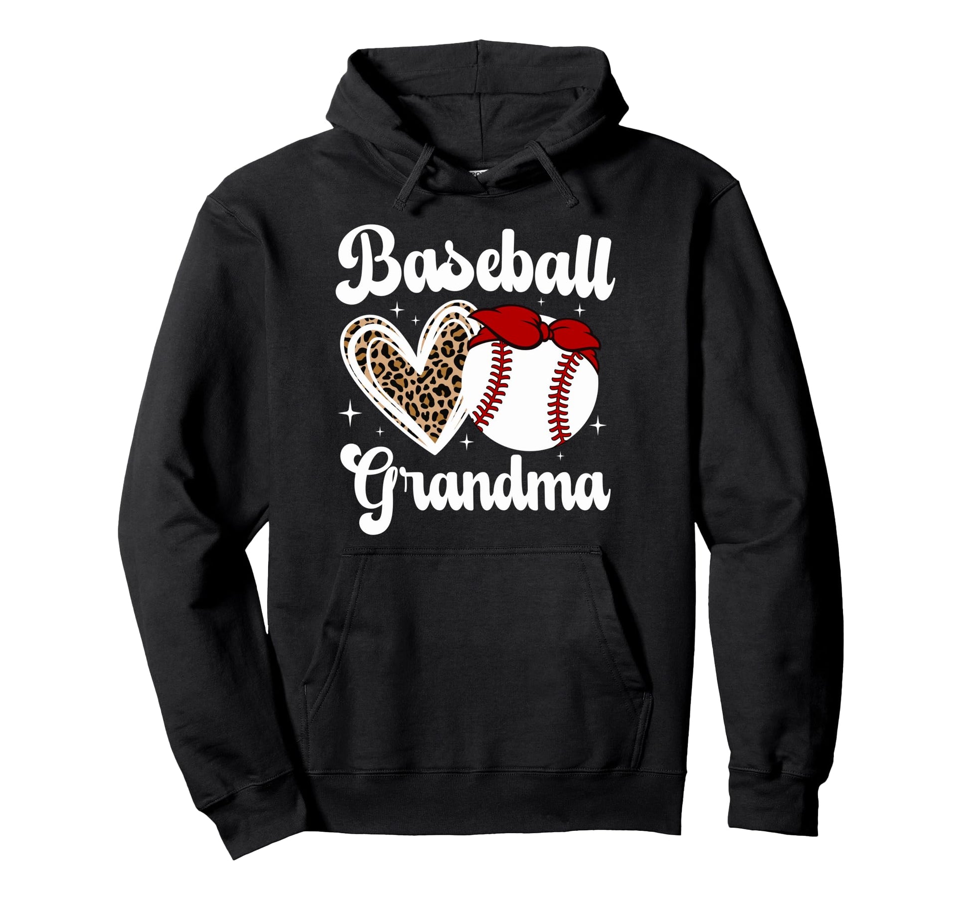 Baseball Grandma Leopard Baseball Hoodie - Fun Novelty Design for Adults - T-Shirt, Sweatshirt, Hoodie