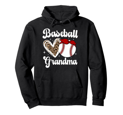 Baseball Grandma Leopard Baseball Hoodie - Fun Novelty Design for Adults - T-Shirt, Sweatshirt, Hoodie
