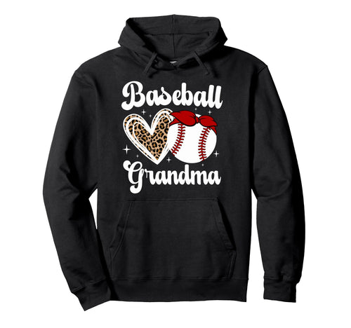 Baseball Grandma Leopard Baseball Hoodie - Fun Novelty Design for Adults - T-Shirt, Sweatshirt, Hoodie