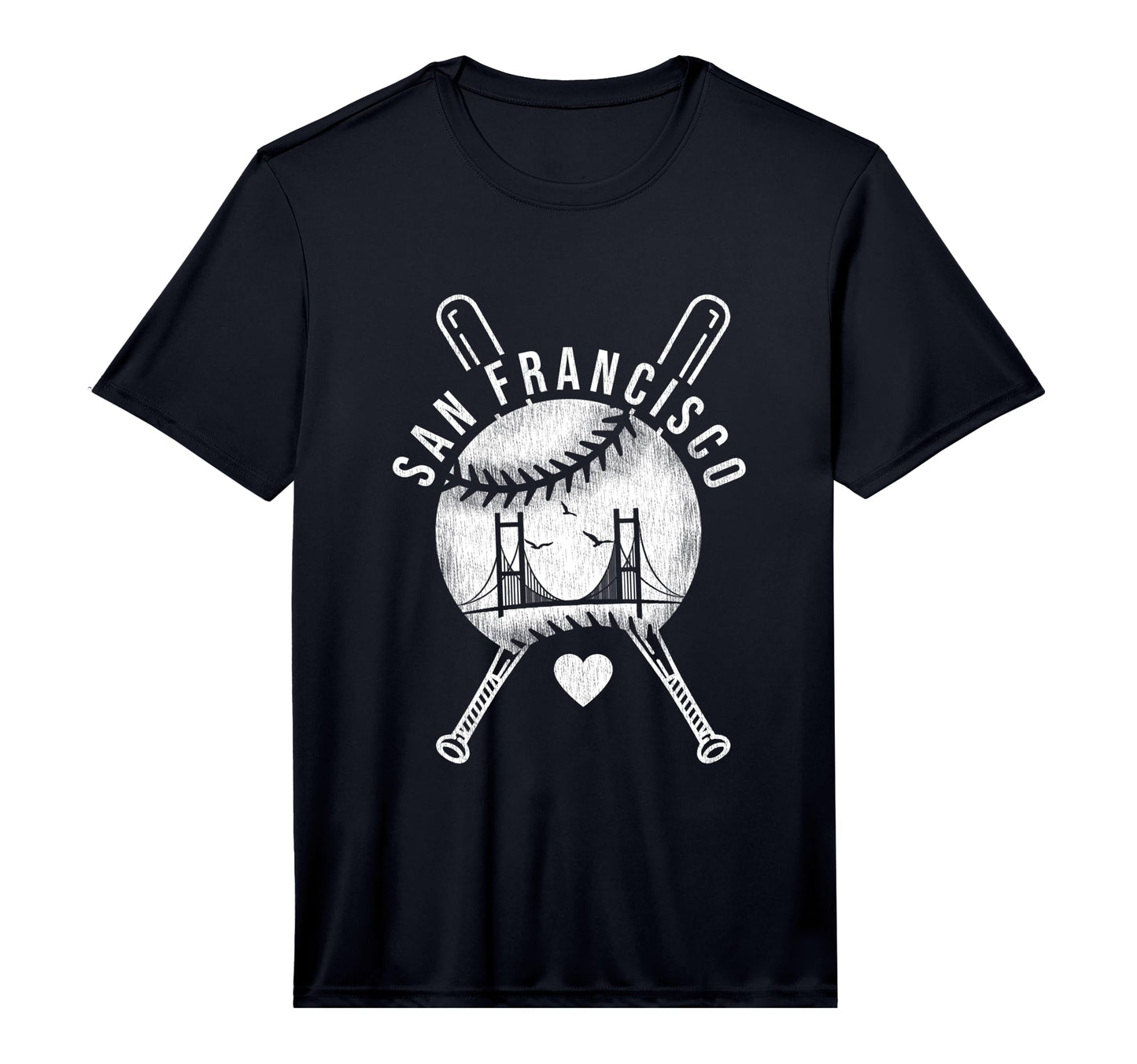 Mens San Francisco Baseball Heart Bat T-Shirt - Aesthetic Graphic Unisex - T-Shirt, Sweatshirt, Hoodie