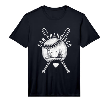 Mens San Francisco Baseball Heart Bat T-Shirt - Aesthetic Graphic Unisex - T-Shirt, Sweatshirt, Hoodie