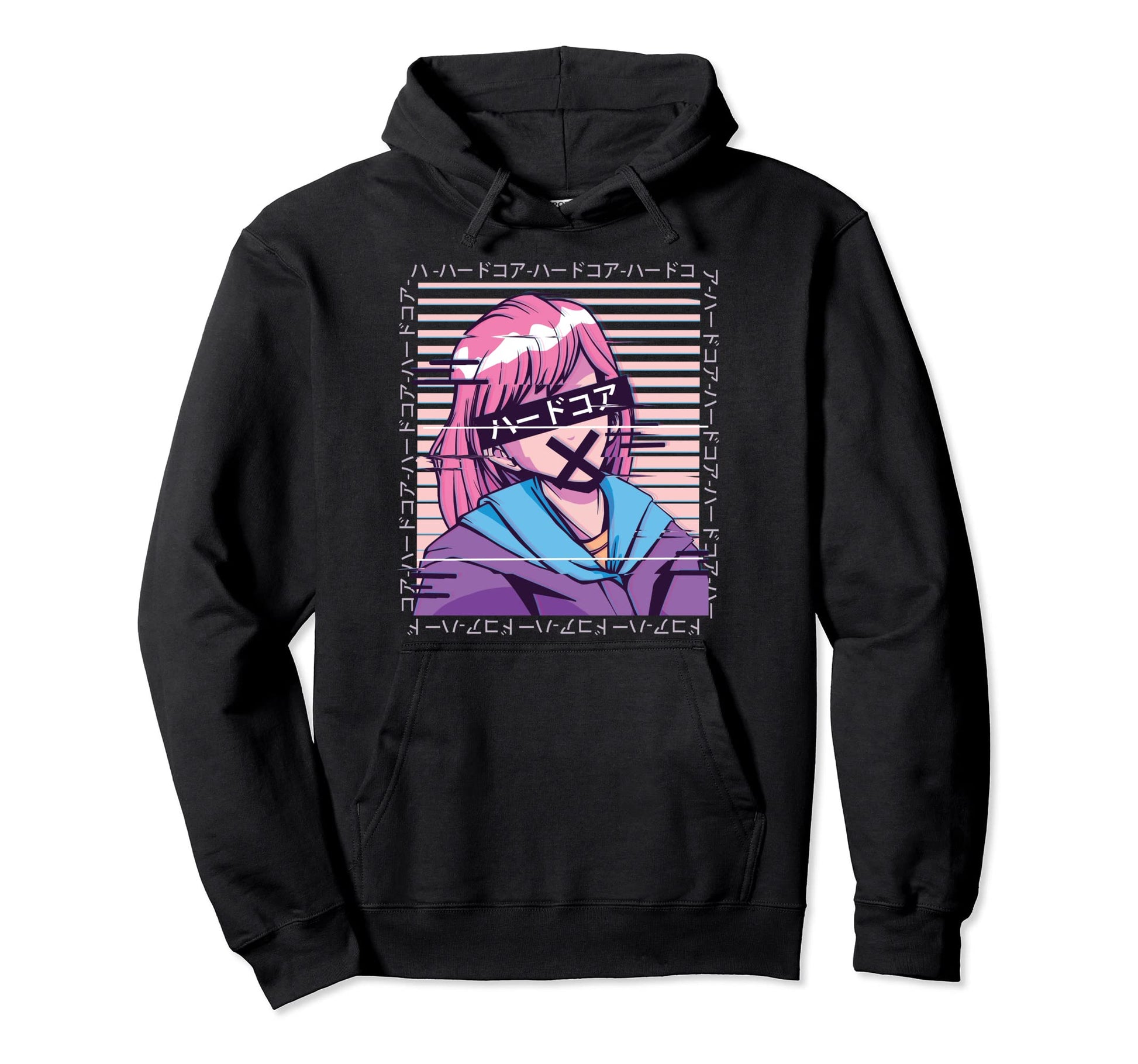 Aesthetic Anime Glitch Vaporwave Japanese Hoodie - Graphic Print Men Women - T-Shirt, Sweatshirt, Hoodie