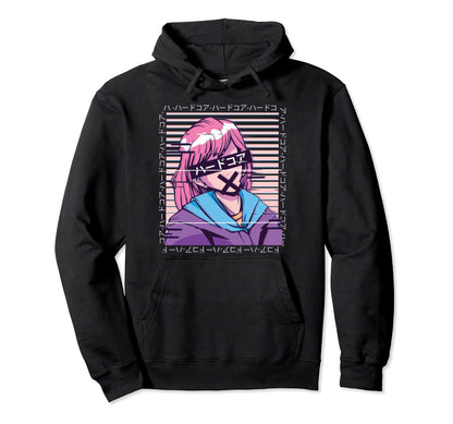 Aesthetic Anime Glitch Vaporwave Japanese Hoodie - Graphic Print Men Women - T-Shirt, Sweatshirt, Hoodie