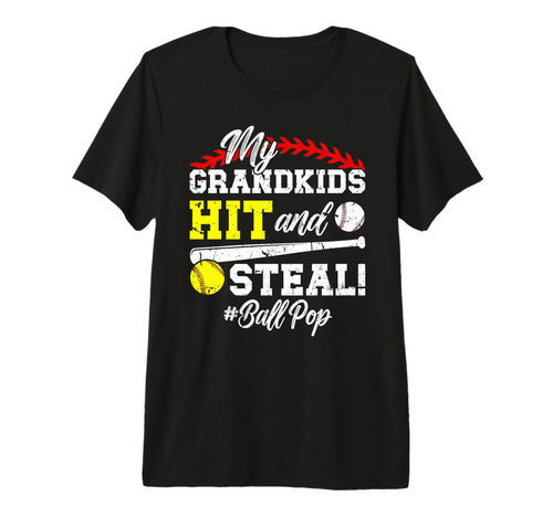 Mens My Grandkids Hit And Steal Ball T-Shirt - Streetwear Style for Adults - T-Shirt, Sweatshirt, Hoodie