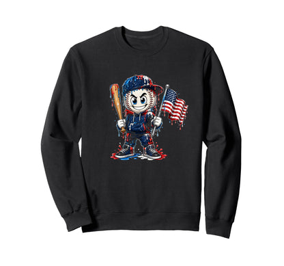 American Flag Dripping Baseball Sweatshirt - Aesthetic Graphic Men Women - T-Shirt, Sweatshirt, Hoodie