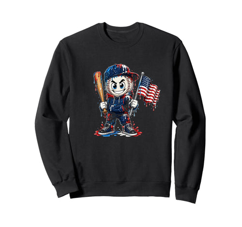 American Flag Dripping Baseball Sweatshirt - Aesthetic Graphic Men Women - T-Shirt, Sweatshirt, Hoodie