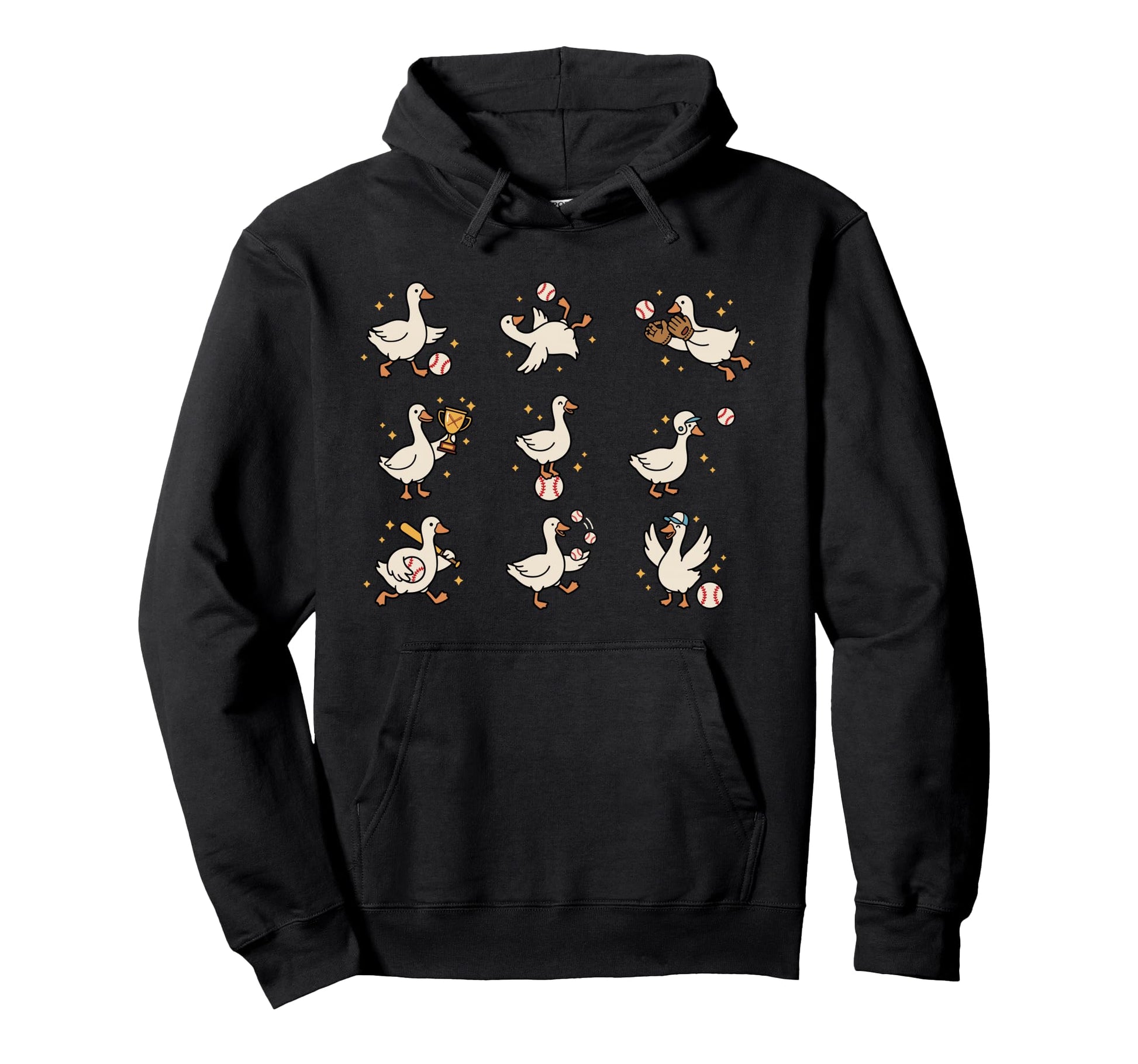 Silly Goose Playing Baseball Funny Game Hoodie - Aesthetic Graphic Unisex - T-Shirt, Sweatshirt, Hoodie
