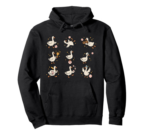 Silly Goose Playing Baseball Funny Game Hoodie - Aesthetic Graphic Unisex - T-Shirt, Sweatshirt, Hoodie