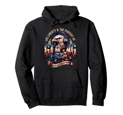 Patriotic Usa Gamer Proud Video Games Hoodie - Fun Novelty Design Men Women - T-Shirt, Sweatshirt, Hoodie