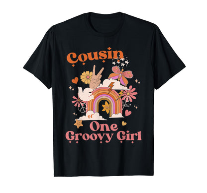 Cousin One Groovy Boho Hippie Rainbow T-Shirt - Graphic Print for Adults - T-Shirt, Sweatshirt, Hoodie