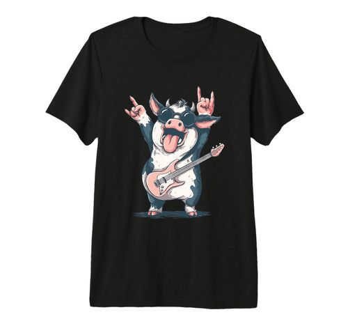 Funny Cow Cartoon Animal Music Tri T-Shirt - Novelty Apparel Men Women - T-Shirt, Sweatshirt, Hoodie
