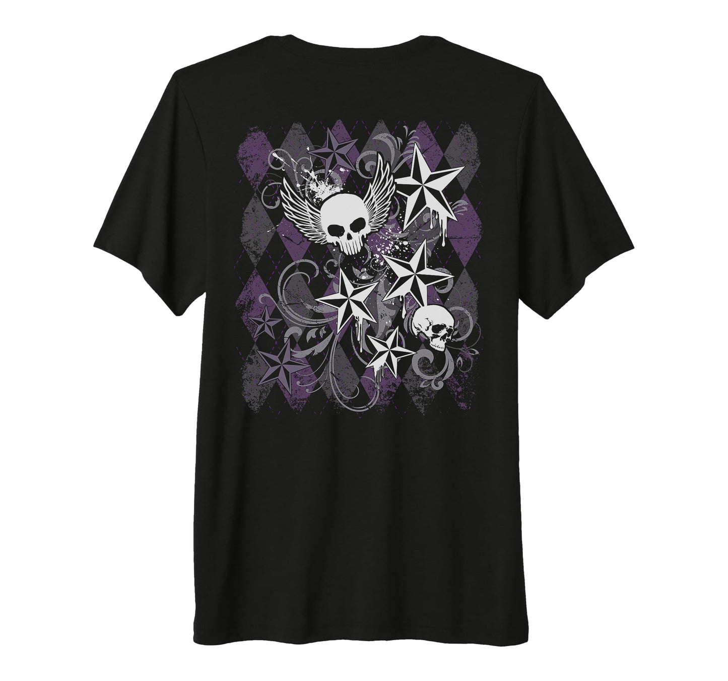 Y2K Grunge Skull Wings Star Purple T-Shirt - Unique Graphic Men Women - T-Shirt, Sweatshirt, Hoodie