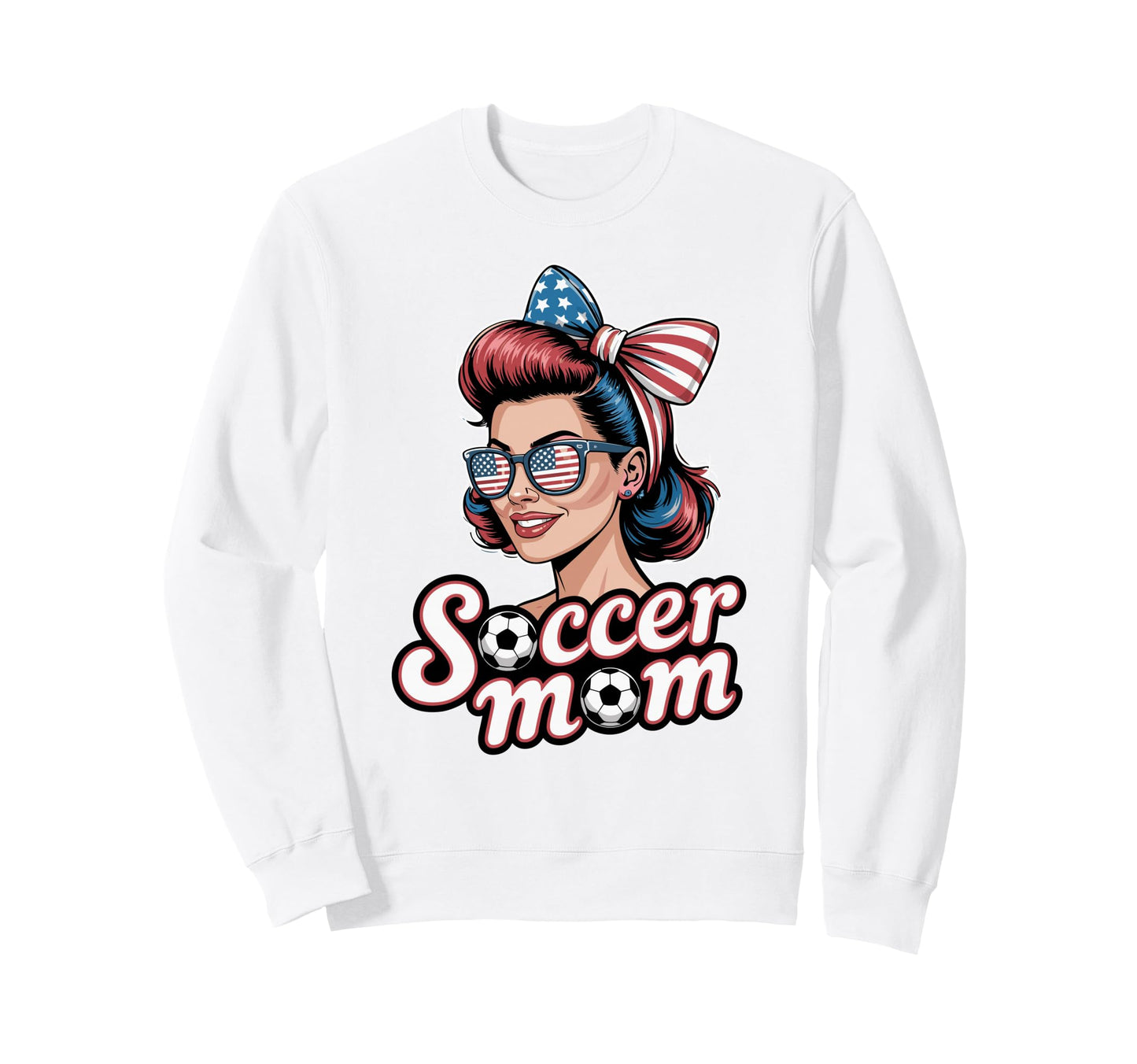 Patriotic Soccer Mom American Flag Sweatshirt - Trendy Graphic for Adults - T-Shirt, Sweatshirt, Hoodie