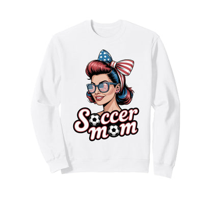 Patriotic Soccer Mom American Flag Sweatshirt - Trendy Graphic for Adults - T-Shirt, Sweatshirt, Hoodie