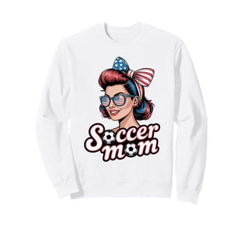 Patriotic Soccer Mom American Flag Sweatshirt - Trendy Graphic for Adults - T-Shirt, Sweatshirt, Hoodie