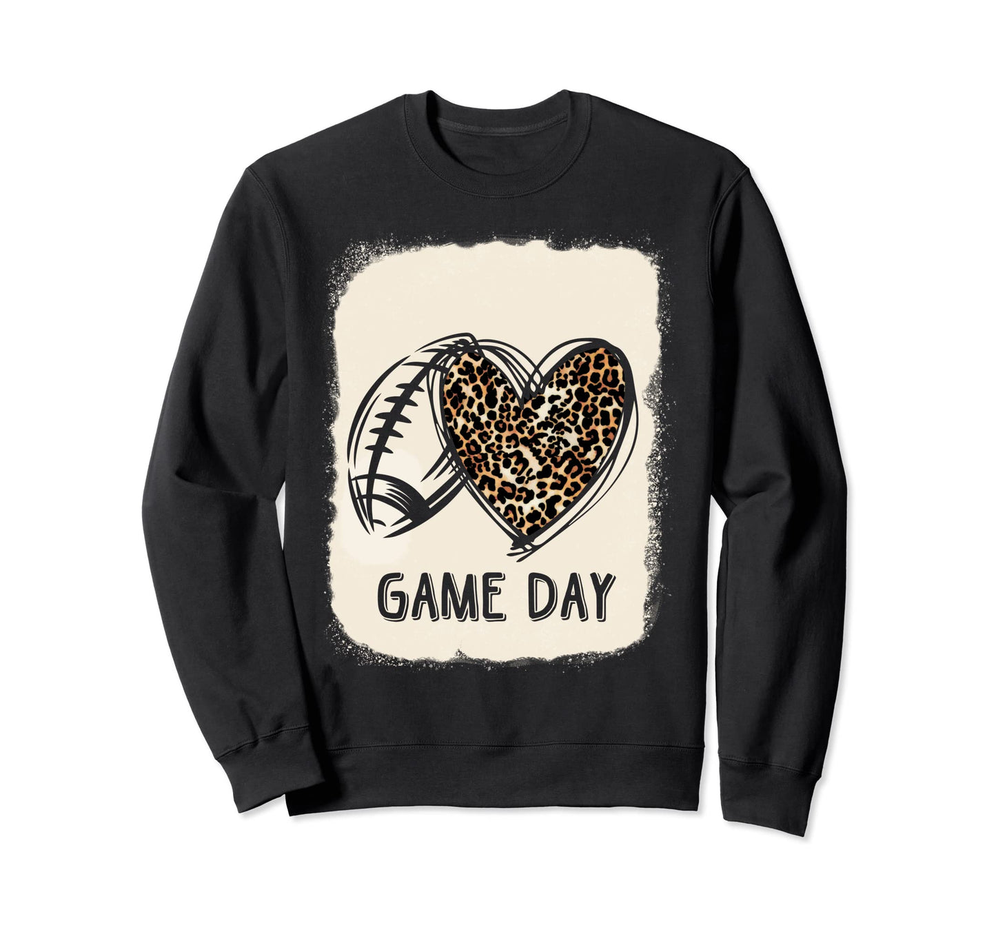 Game Day Leopard Heart Football Sweatshirt - Streetwear Style Men Women - T-Shirt, Sweatshirt, Hoodie