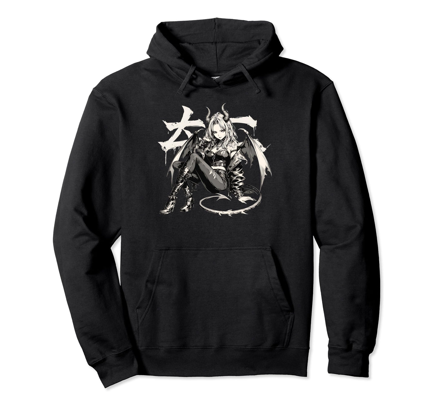 Goth Grunge Demon Anime Waifu Horror Hoodie - Streetwear Style for Adults - T-Shirt, Sweatshirt, Hoodie