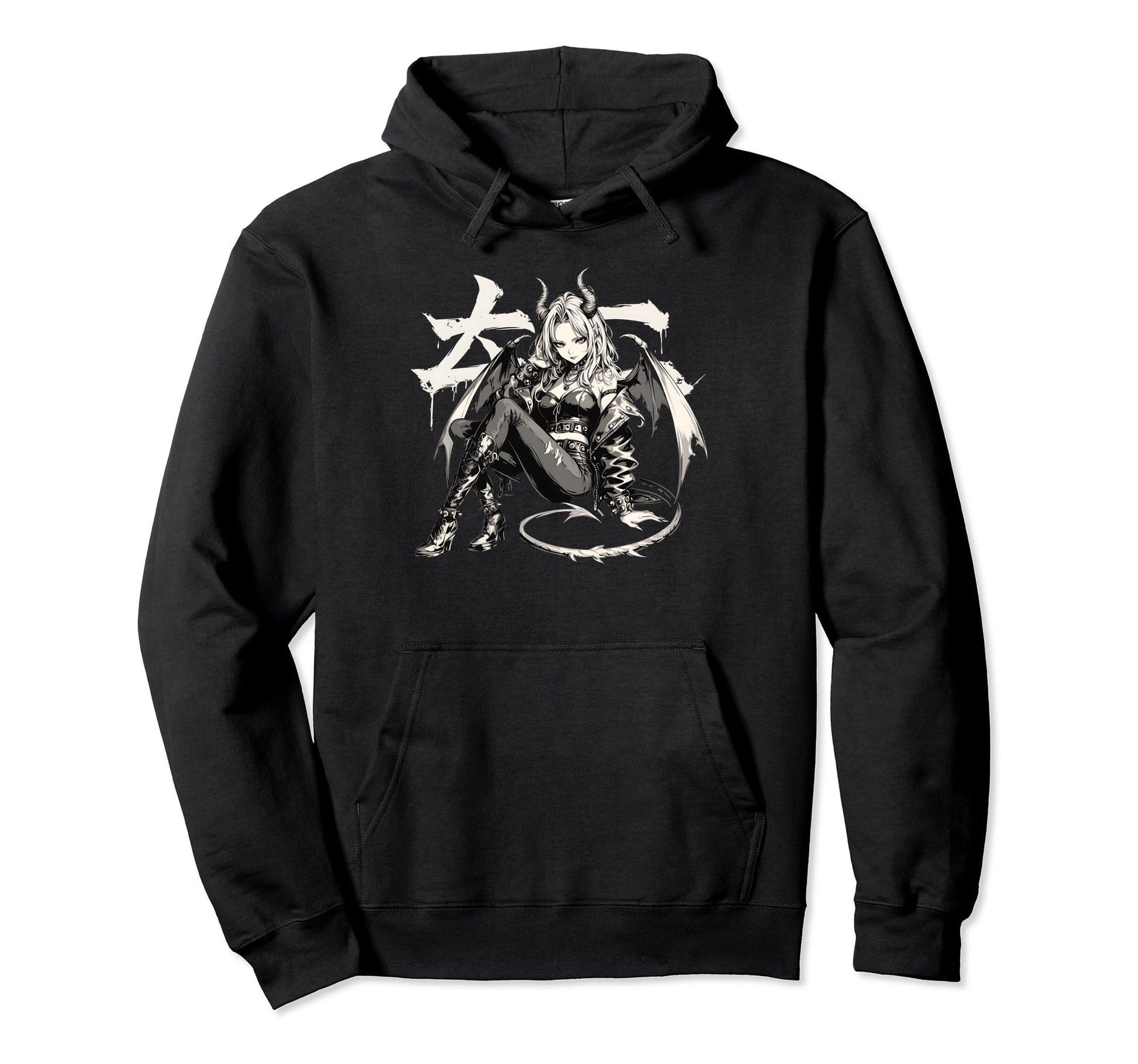Goth Grunge Demon Anime Waifu Horror Hoodie - Streetwear Style for Adults - T-Shirt, Sweatshirt, Hoodie