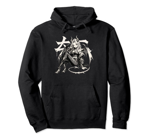 Goth Grunge Demon Anime Waifu Horror Hoodie - Streetwear Style for Adults - T-Shirt, Sweatshirt, Hoodie